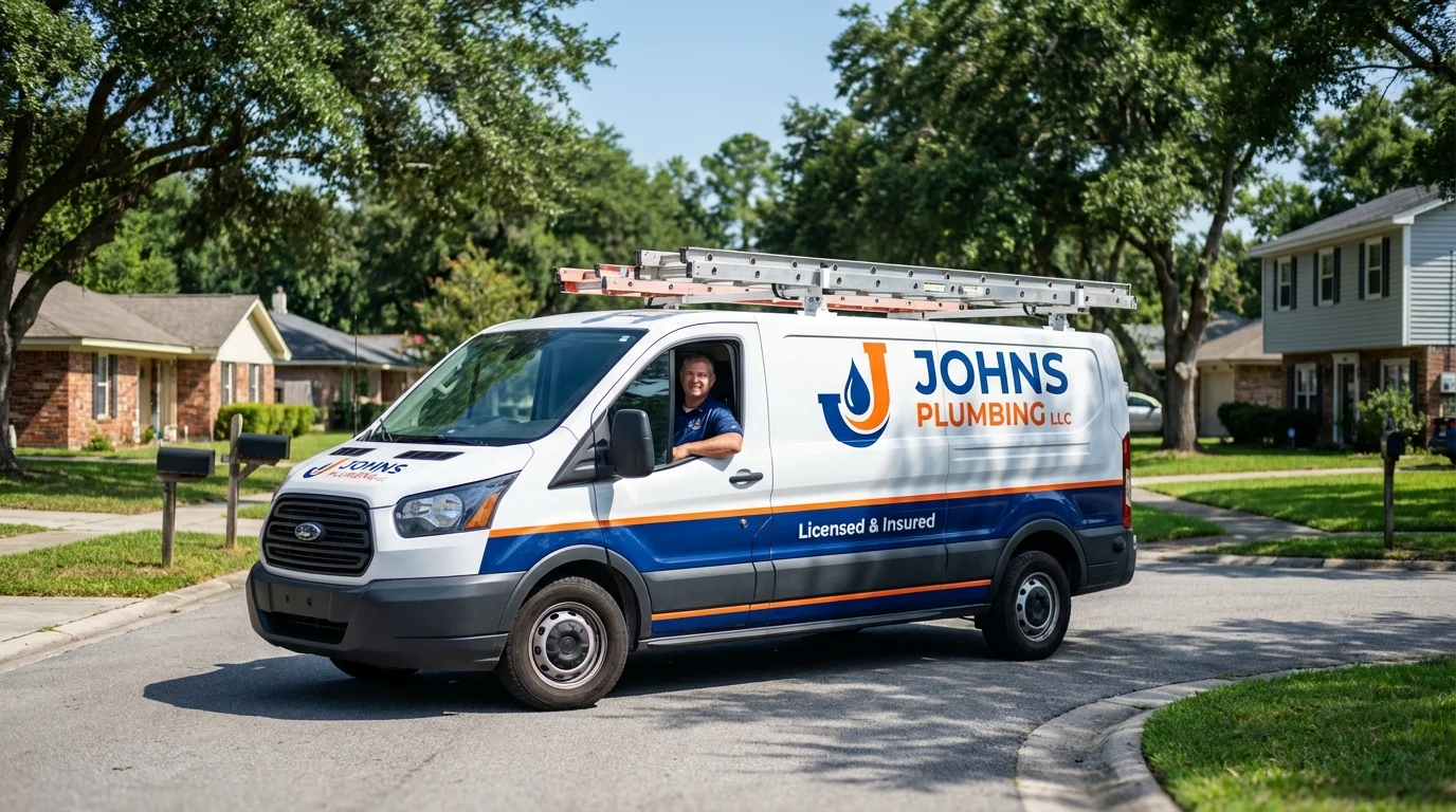 Johns Plumbing LLC service van in La Grange, KY