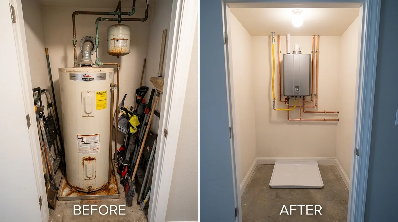Tank water heater versus wall-mounted tankless unit comparison for La Grange, KY homeowners